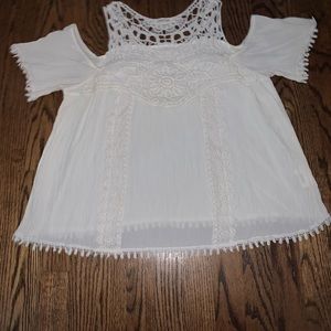 Cream colored boho short sleeve blouse